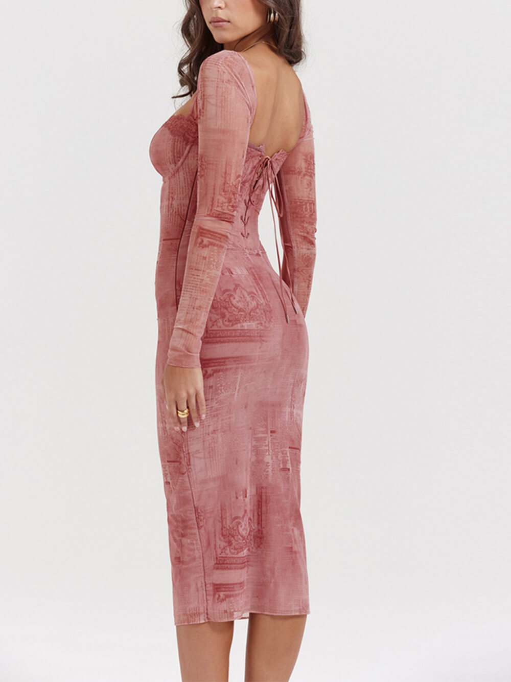 Rosa bedrucktes Korsettkleid