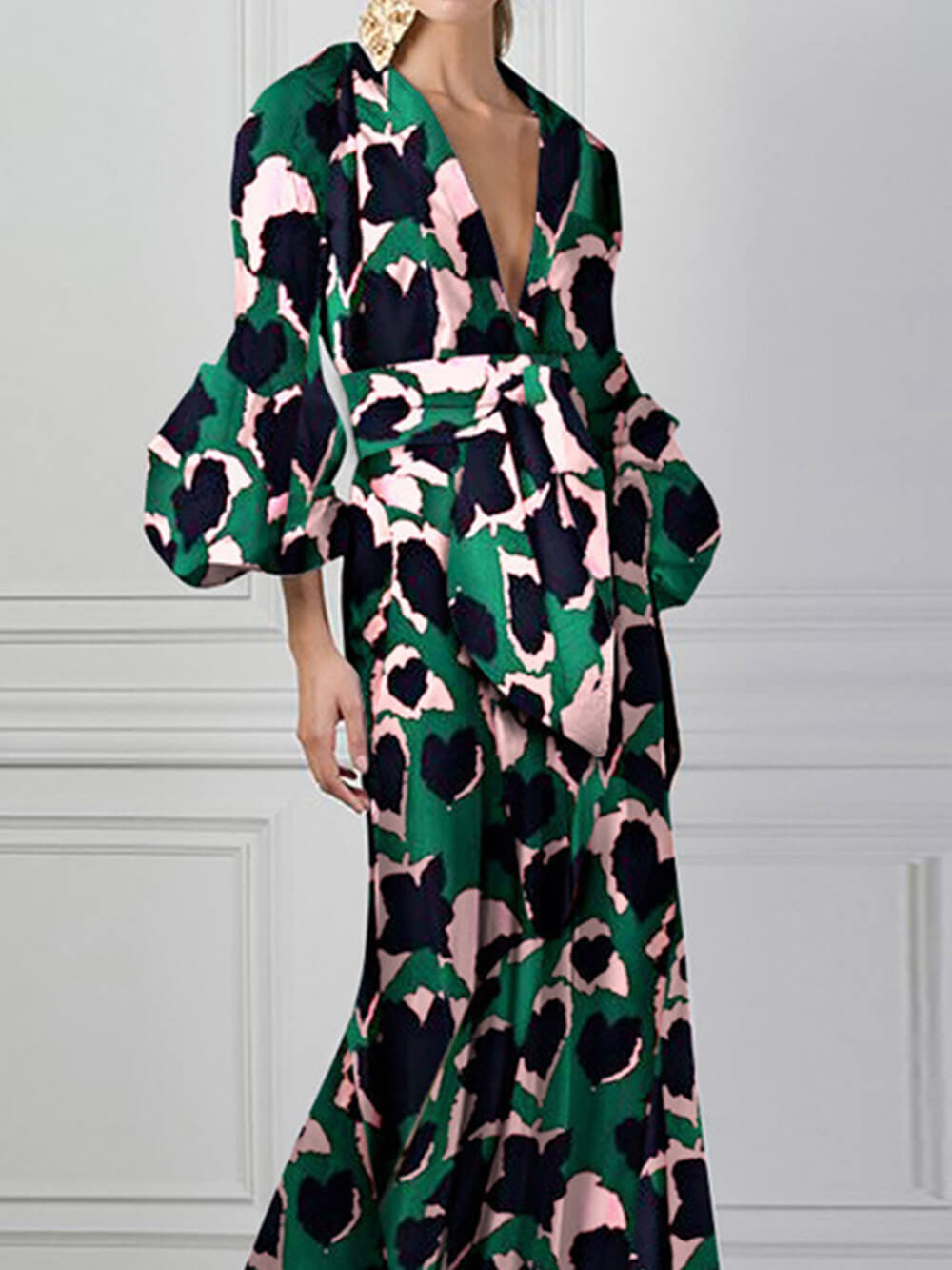 Sexy V-Ausschnitt Maxikleid