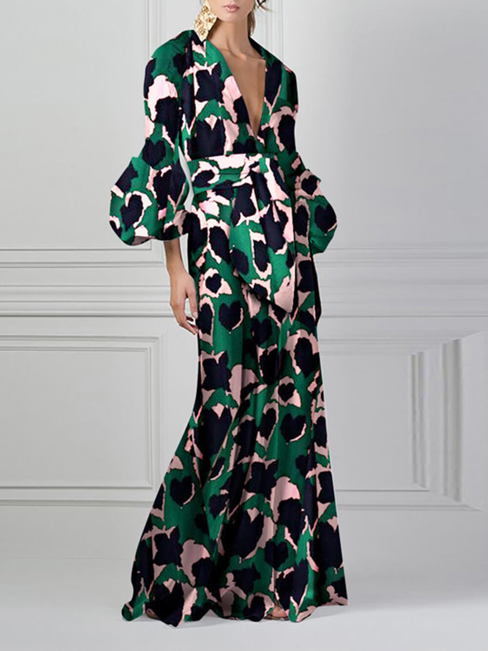Sexy V-Ausschnitt Maxikleid