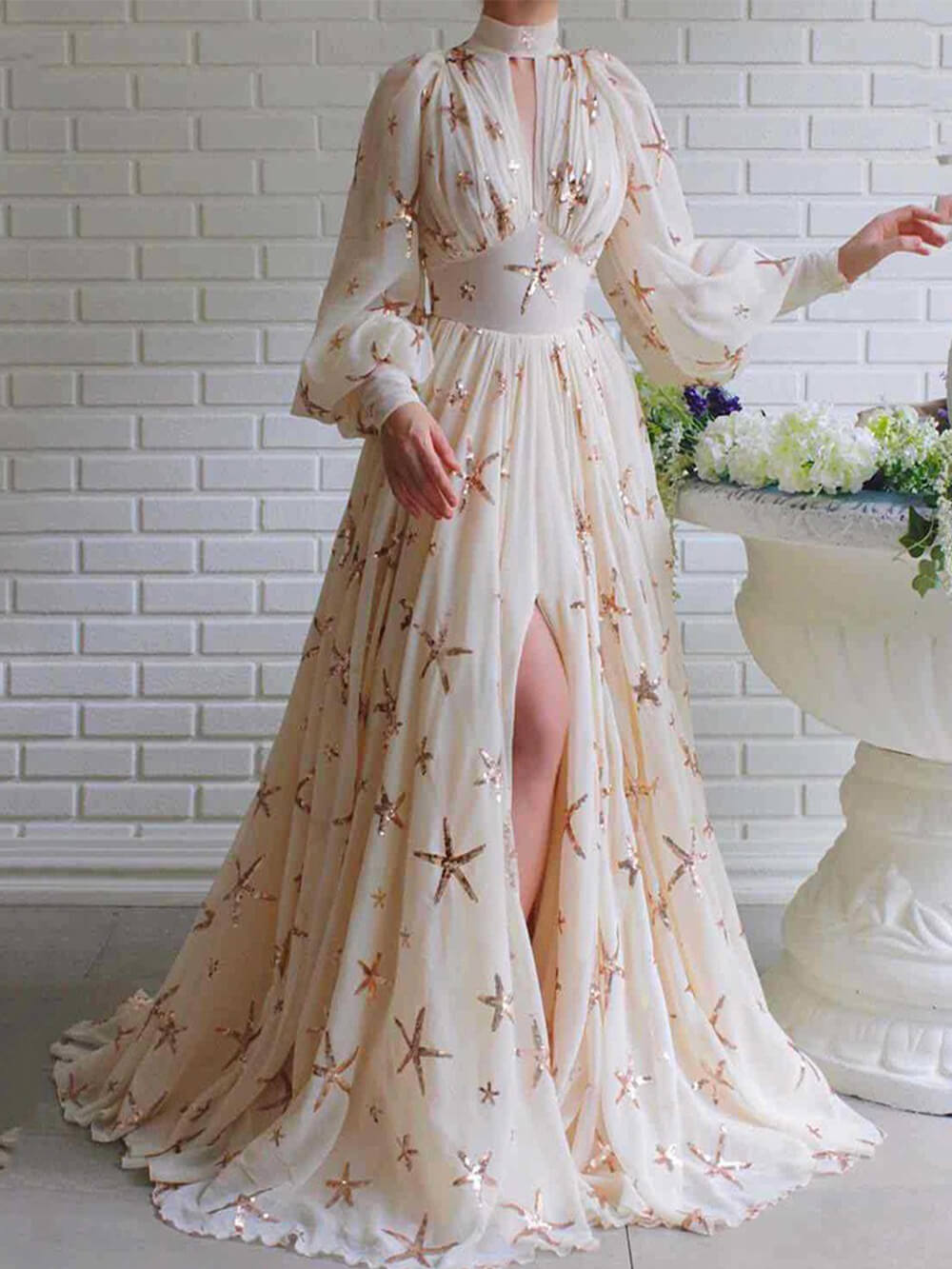 Pailletten Chiffon Maxikleid