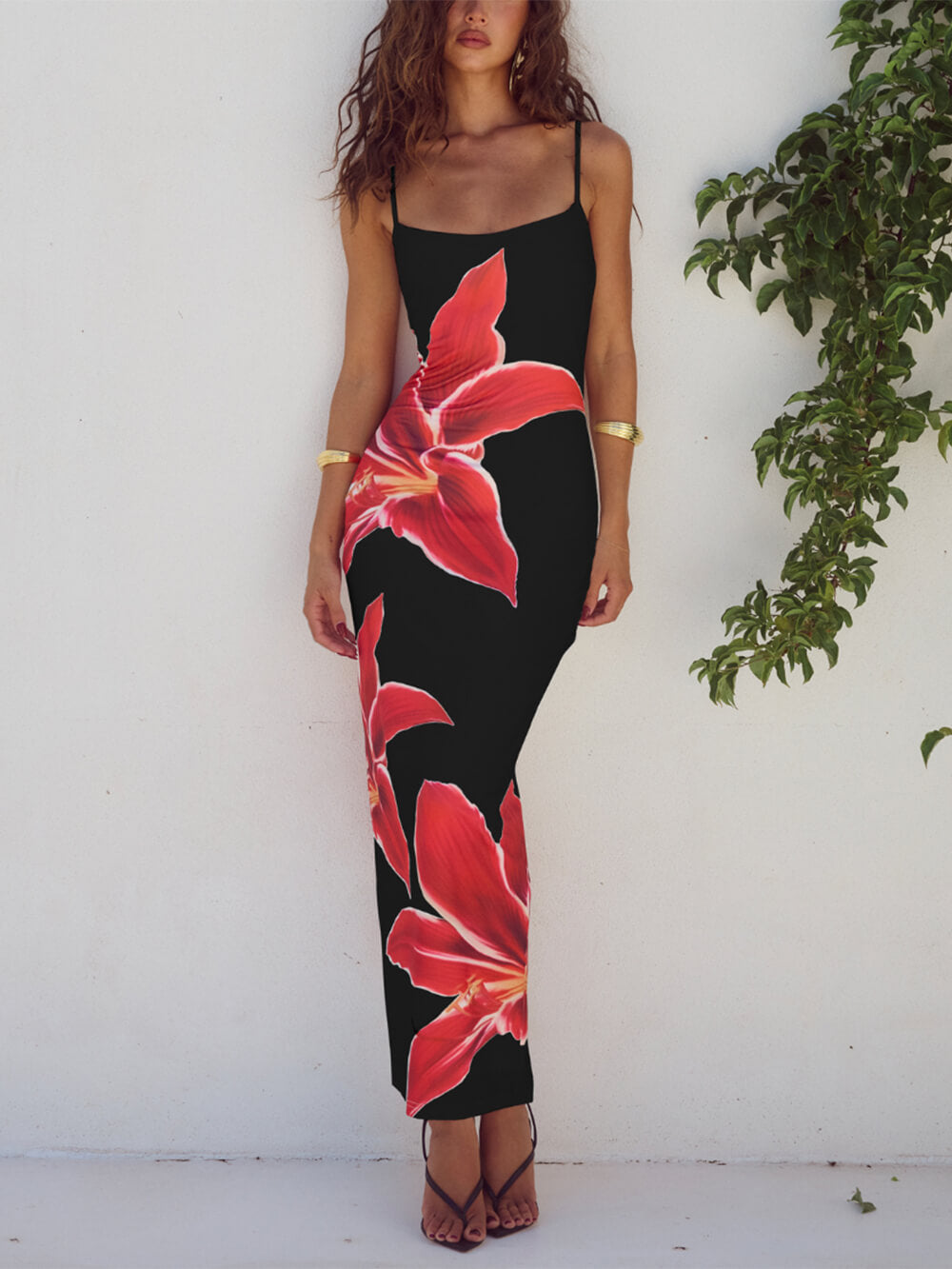 Unvergessliches abstraktes Maxikleid mit Blumenmuster