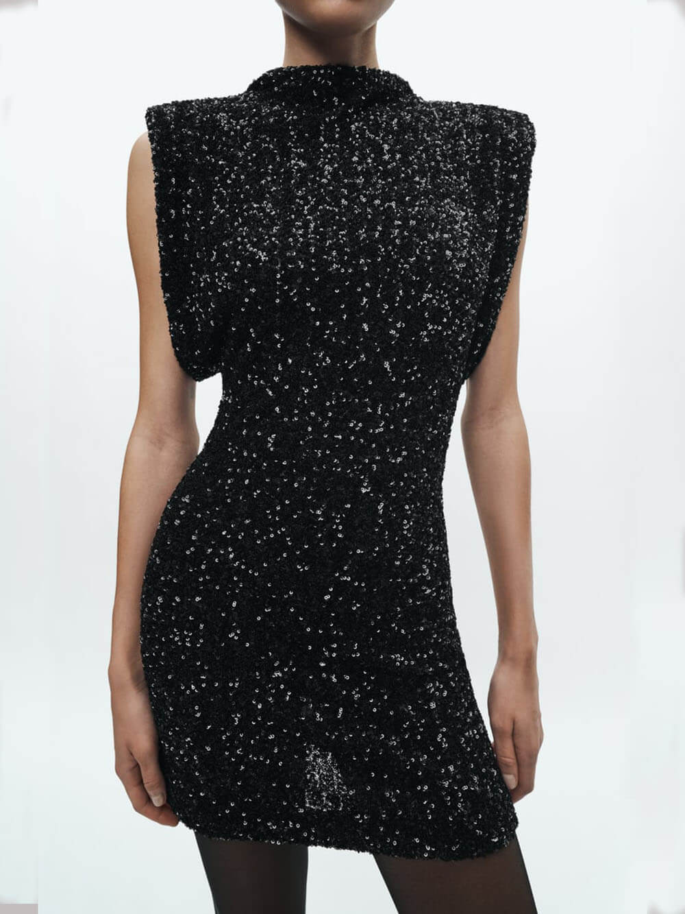 Paillettenkleid mit Schulterpolstern