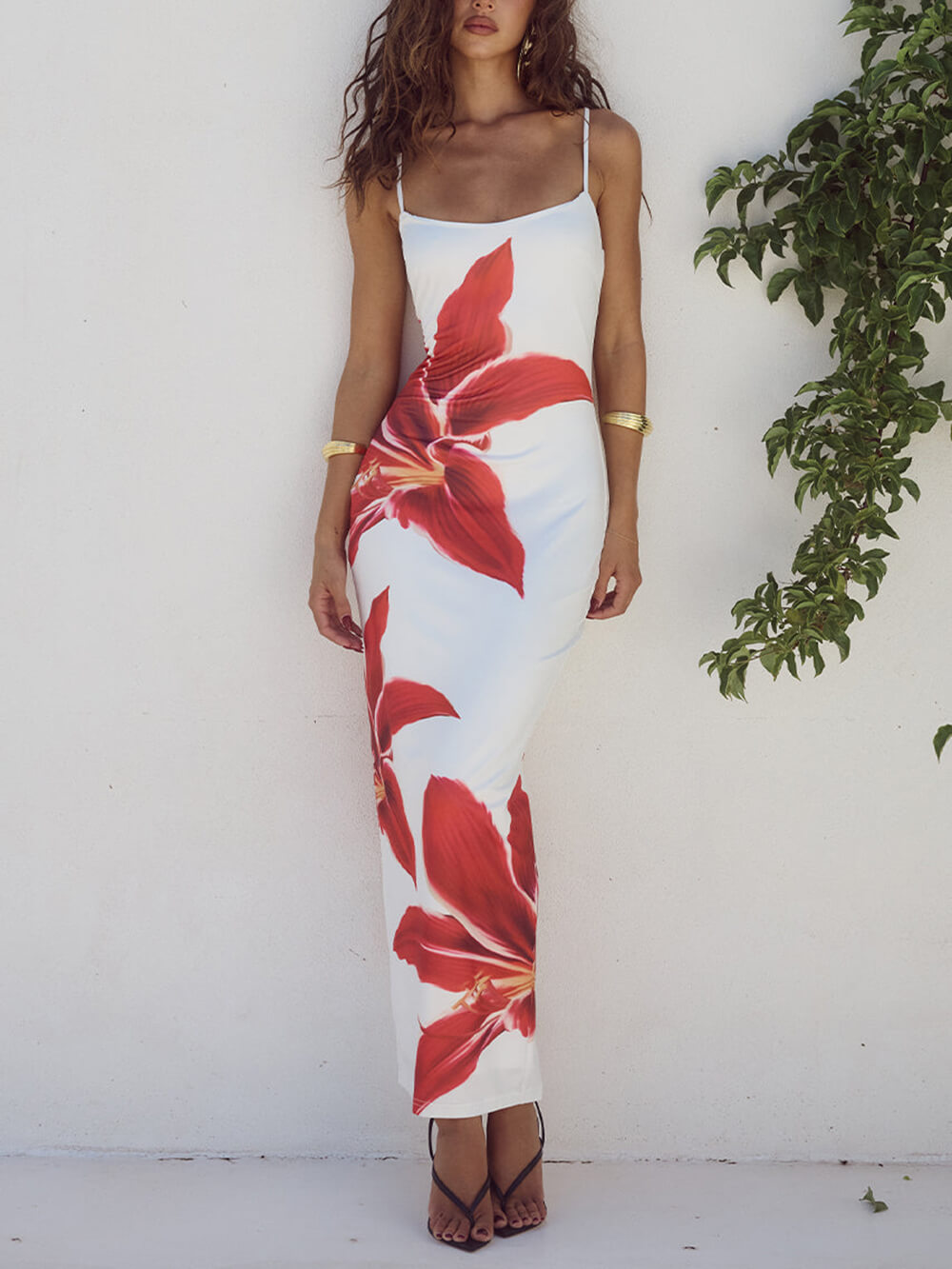 Unvergessliches abstraktes Maxikleid mit Blumenmuster