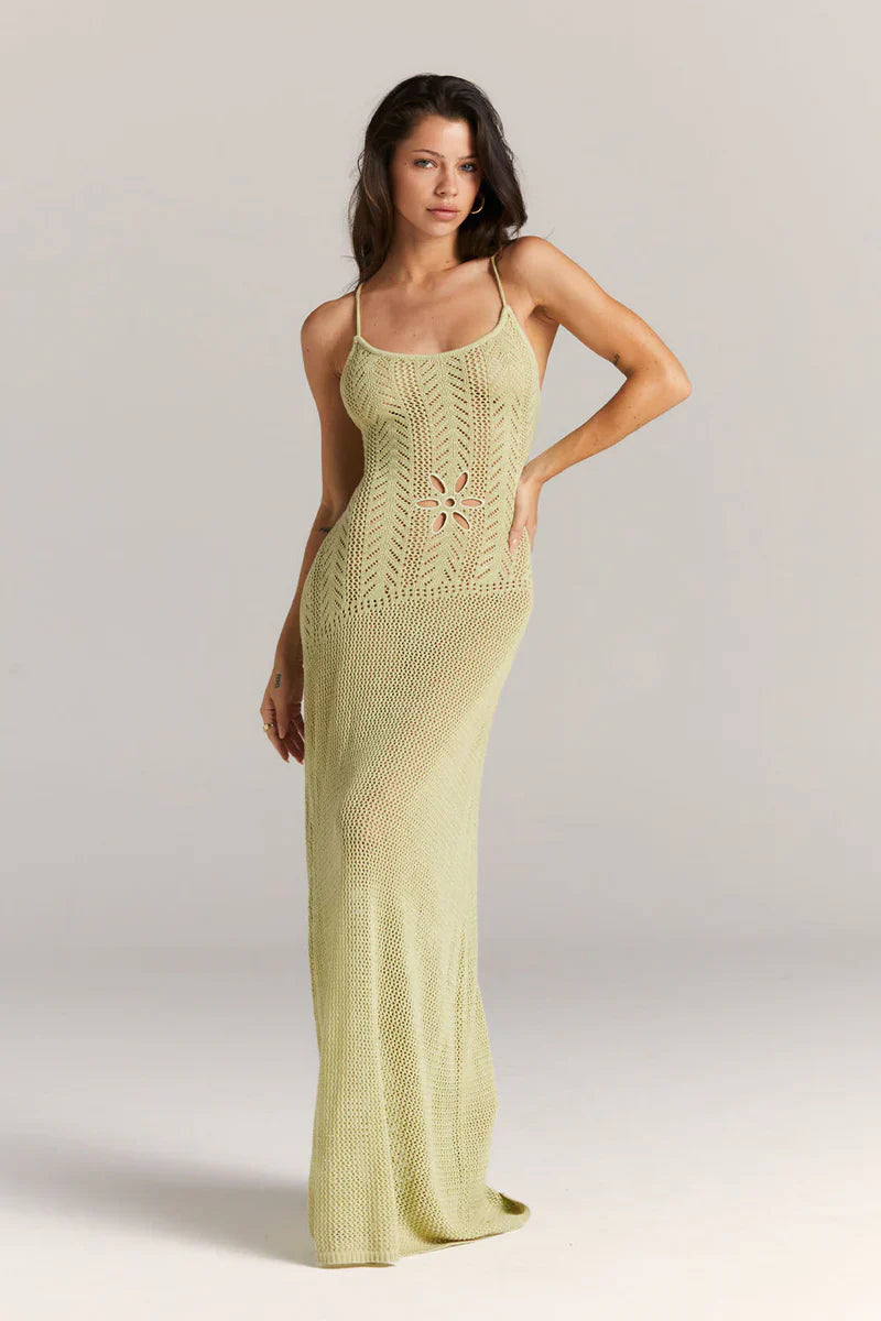 Cut-Out Strickkleid – Blumenmuster