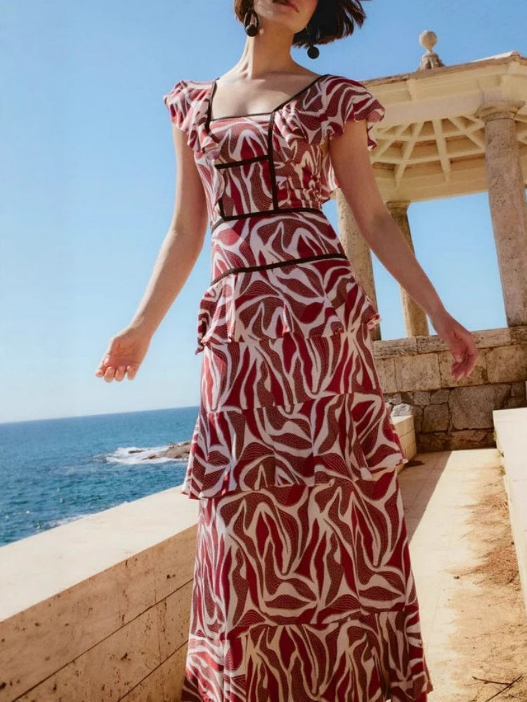 Kurzärmeliges geblümtes Kleid