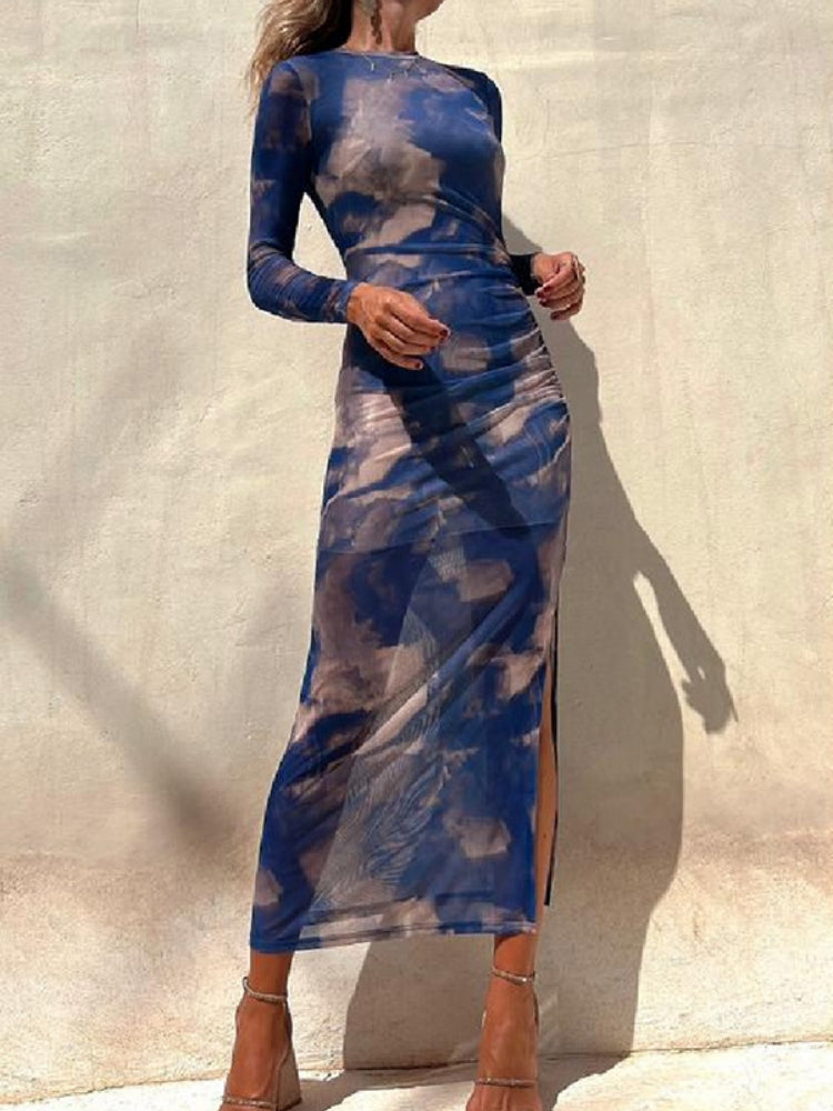 Durchsichtiges Print-Bodycon-Kleid