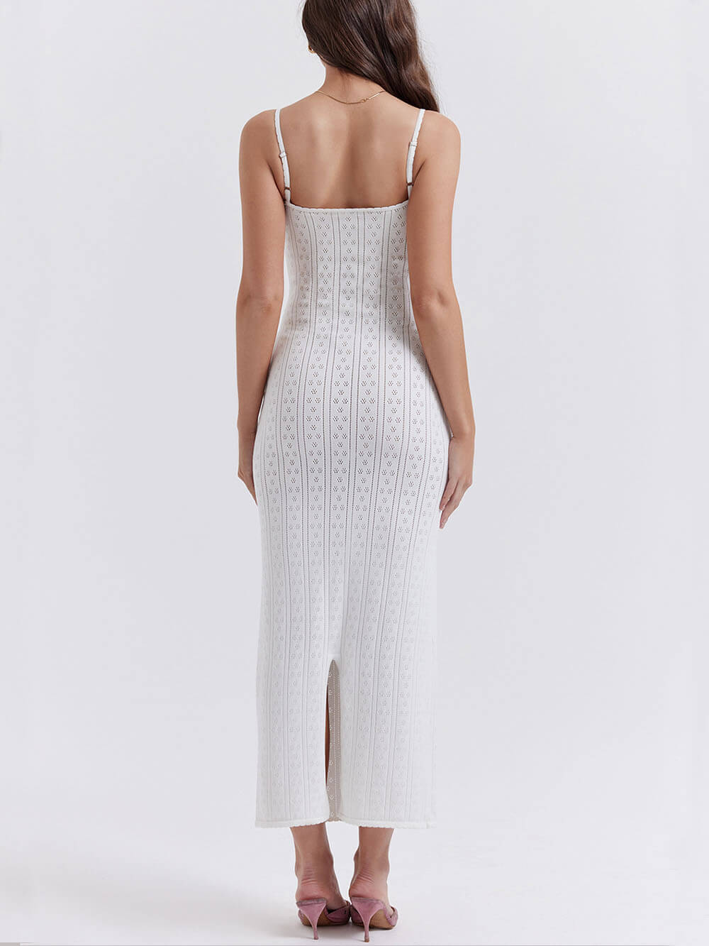 Weißes Strick-Maxikleid