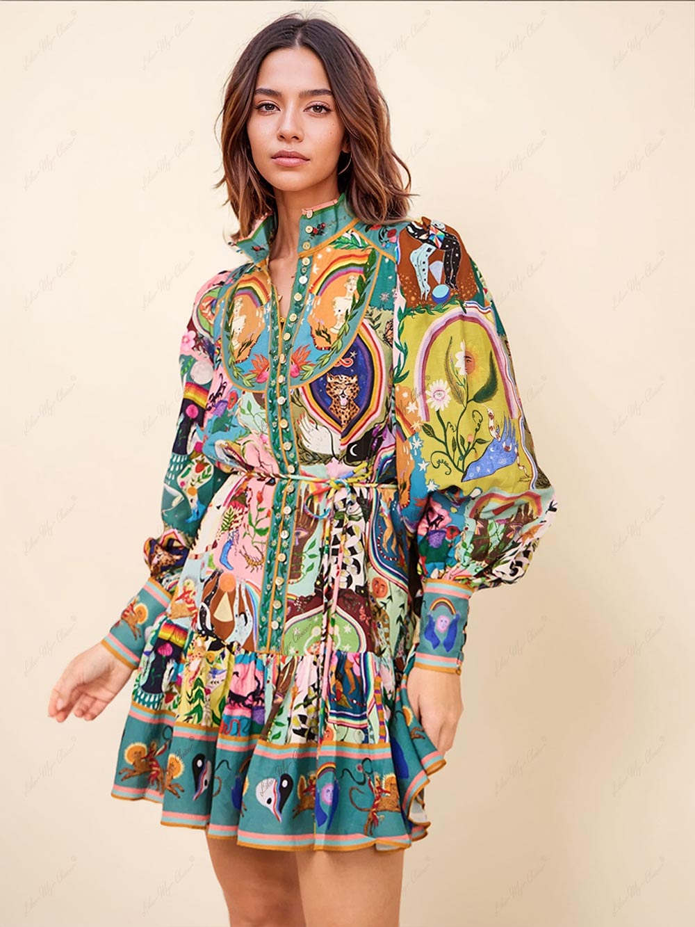 Freizeitliches Graffiti Evergreen bedrucktes Minikleid