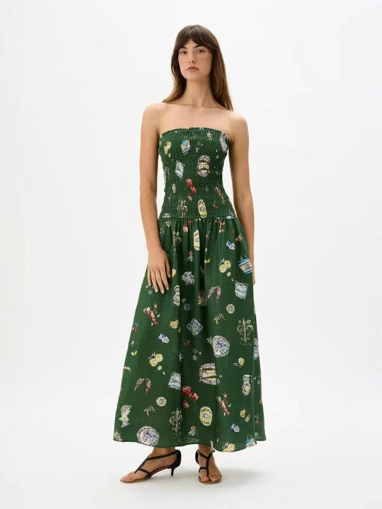 Trägerloses Wickel-Maxikleid