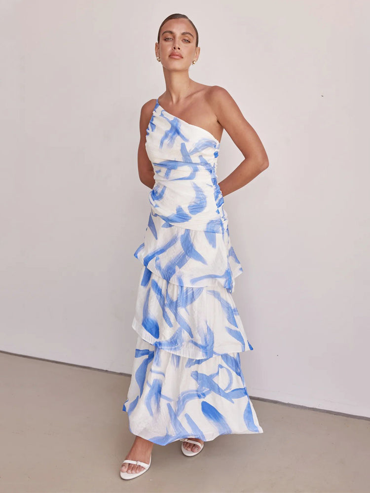 Einachseliges Neckholder-Kleid mit Blumenmuster