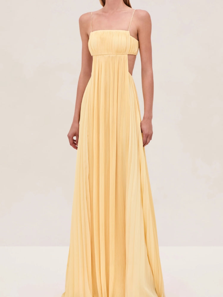 Plissiertes rückenfreies Slip-Kleid