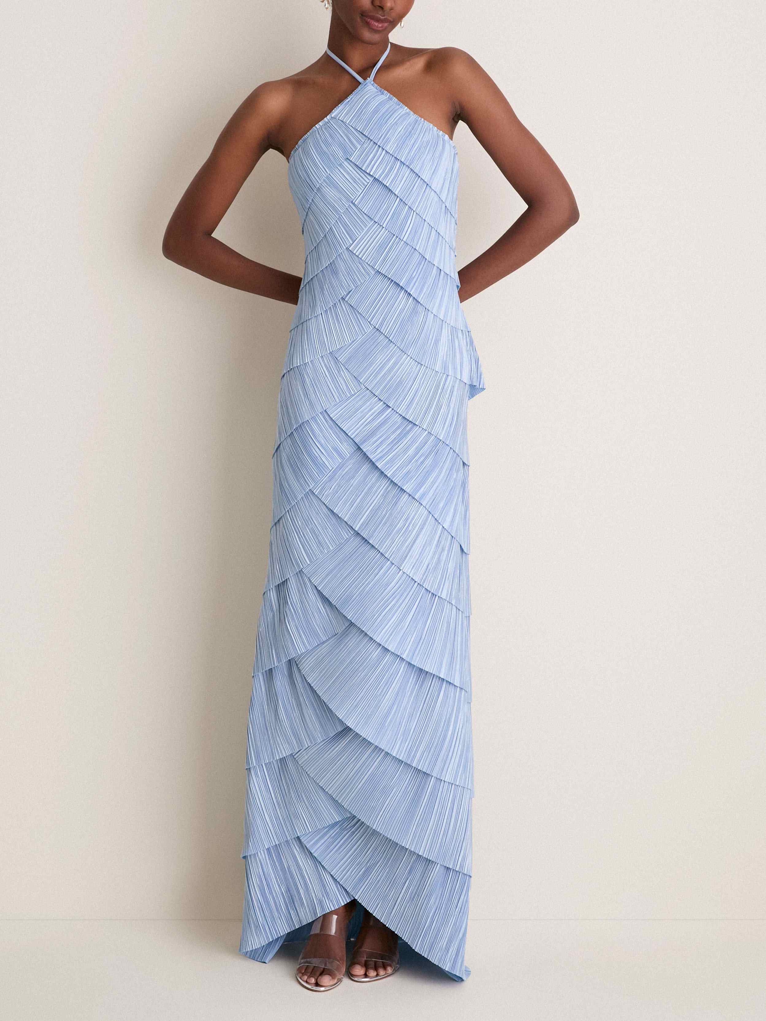Coastal Marsla Layered Plissé Maxi Dress