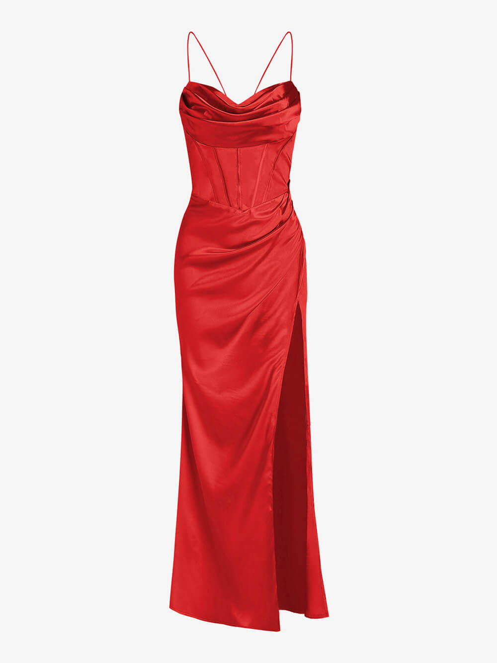 Figurbetontes Satin-Maxikleid
