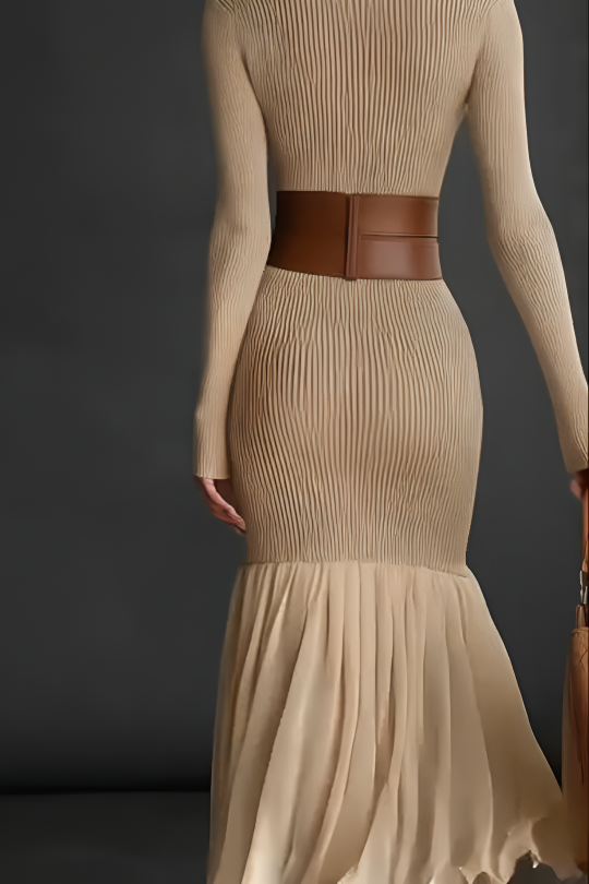 Elegantes Rollkragen-Strickkleid