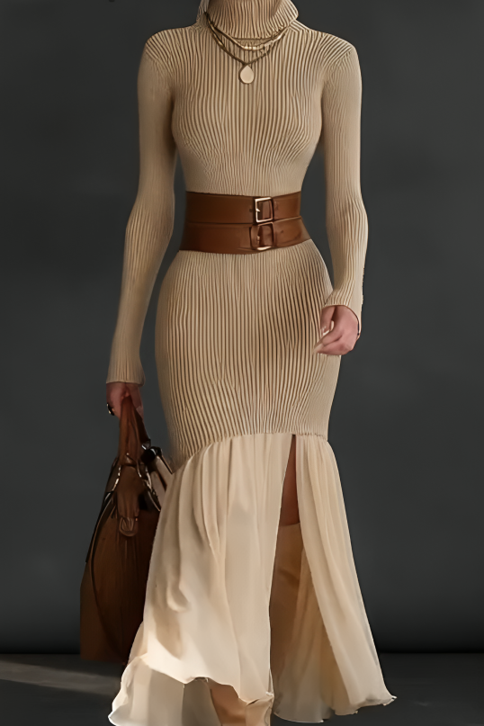 Elegantes Rollkragen-Strickkleid