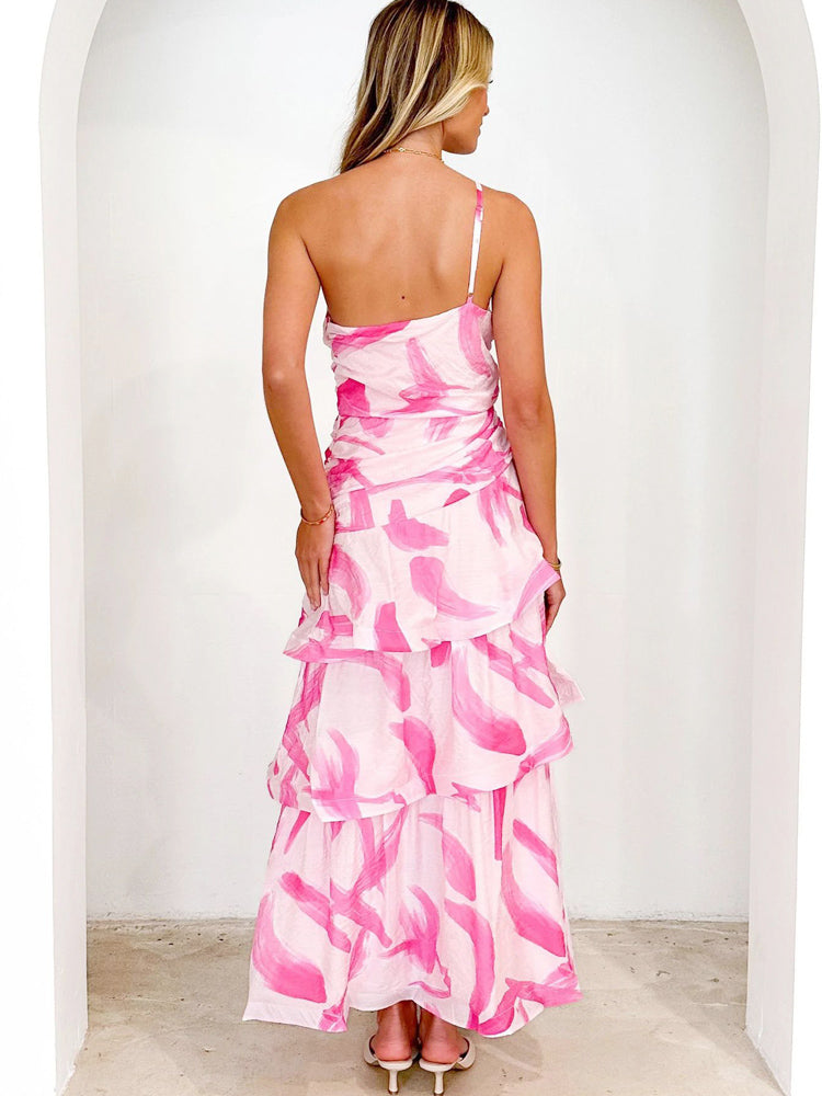 Einachseliges Neckholder-Kleid mit Blumenmuster