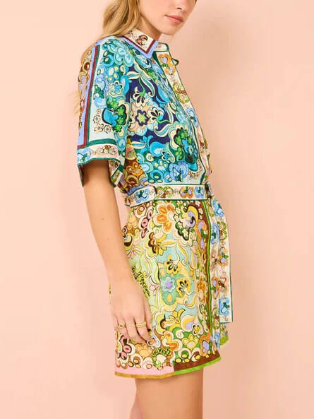 Spezielles Satin-Print-Minikleid