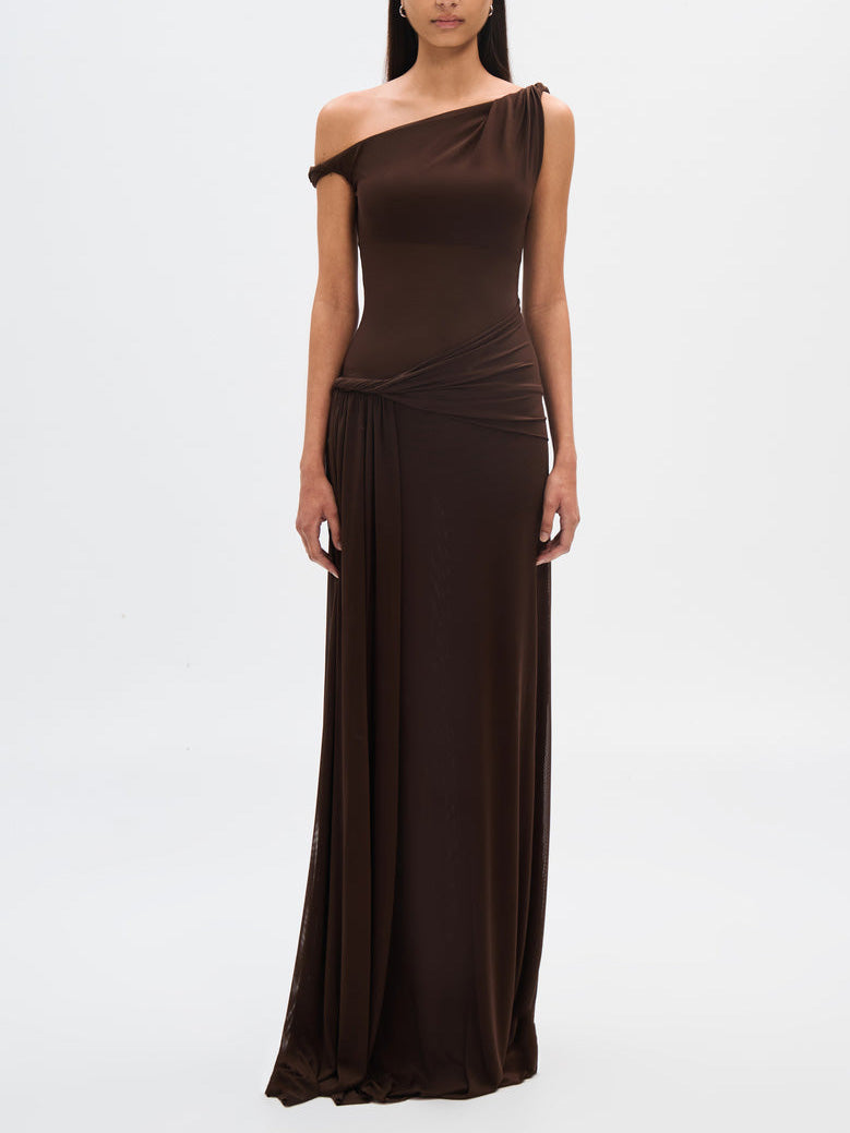 Espresso Sisal Mesh Maxikleid