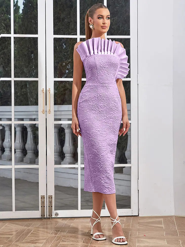 Sexy trägerloses Rüschenkleid mit Blumenmuster