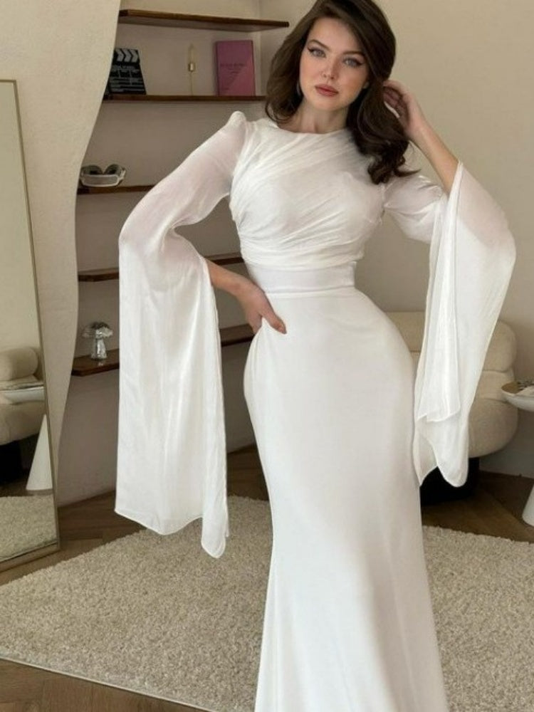 Maxikleid aus Chiffon mit Volantärmeln
