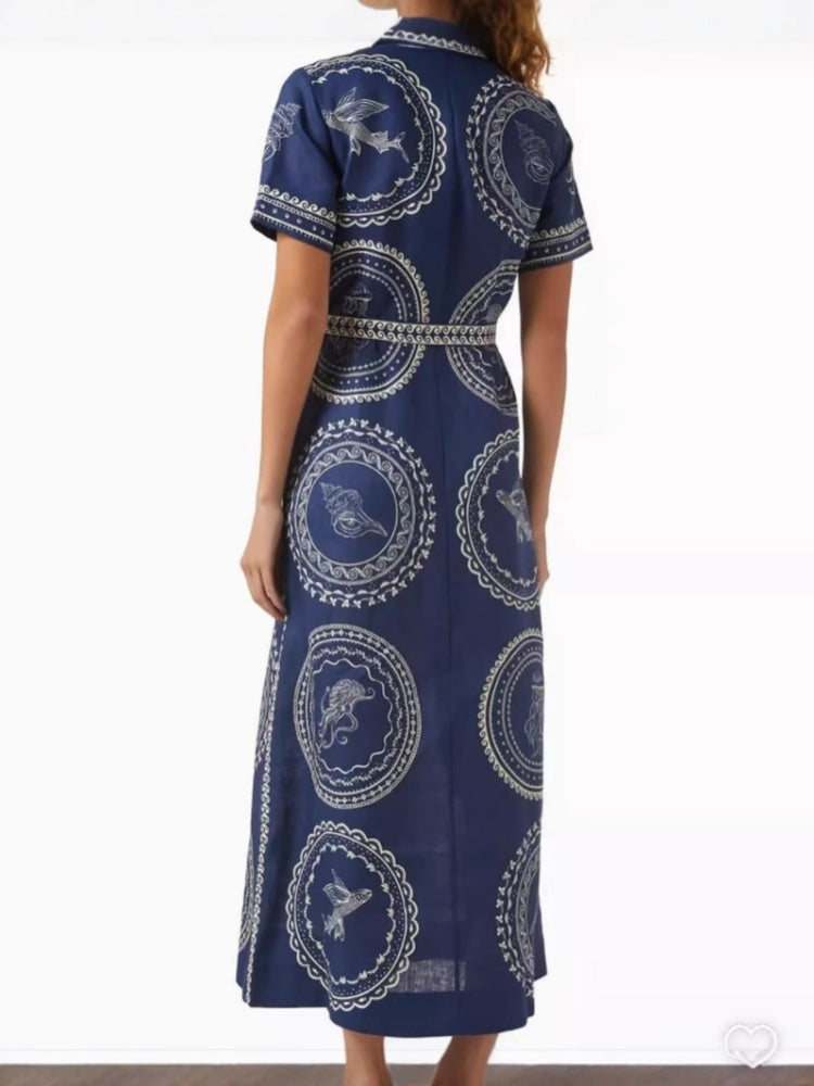 Leinenkleid mit Quallendruck