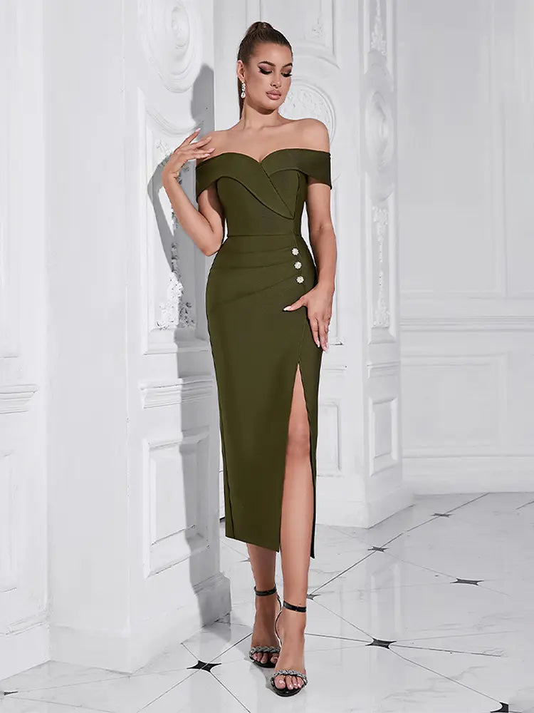 Trägerloses Schlitz-Bandage-Abendkleid
