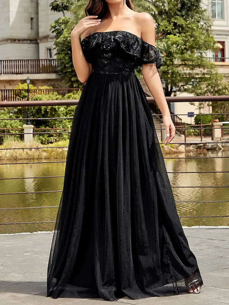 Sexy trägerloses Pailletten-Mesh-Kleid