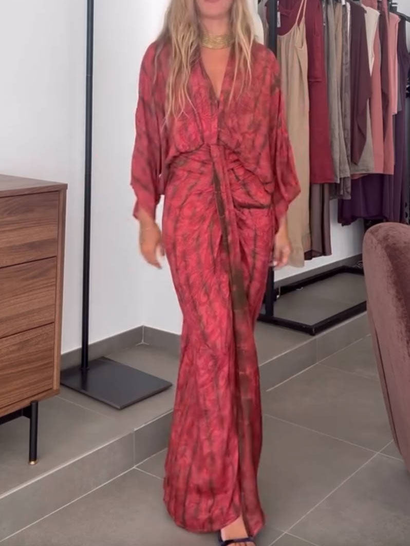 Bedrucktes Kleid im Kimono-Stil