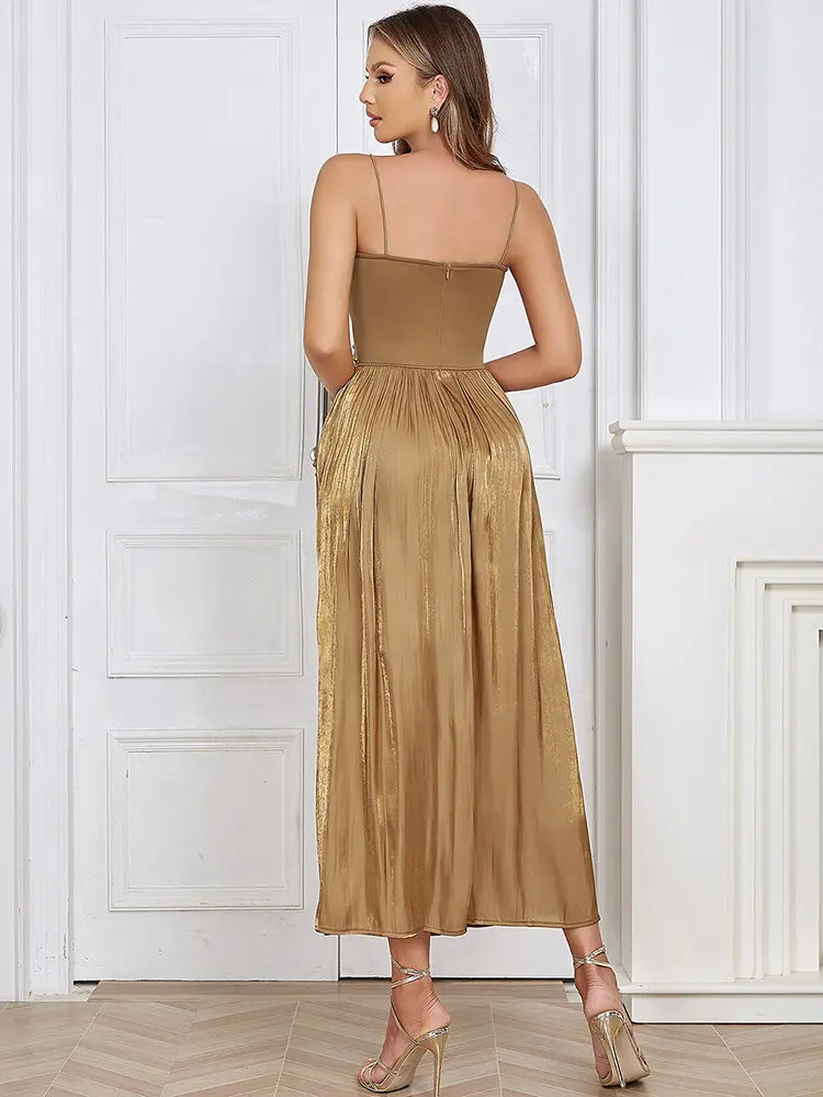 Ärmelloses gerafftes Maxikleid