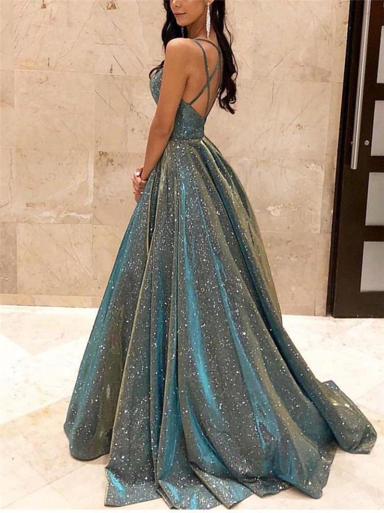 Glitzerndes Ballkleid Maxi-Kleid