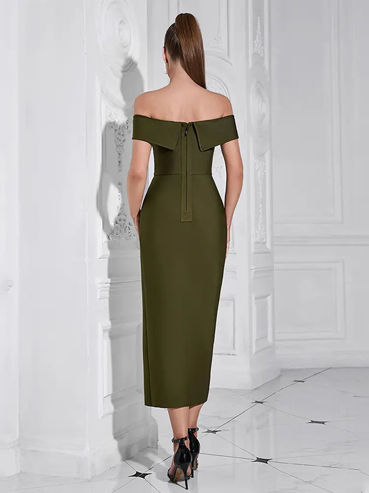 Trägerloses Schlitz-Bandage-Abendkleid