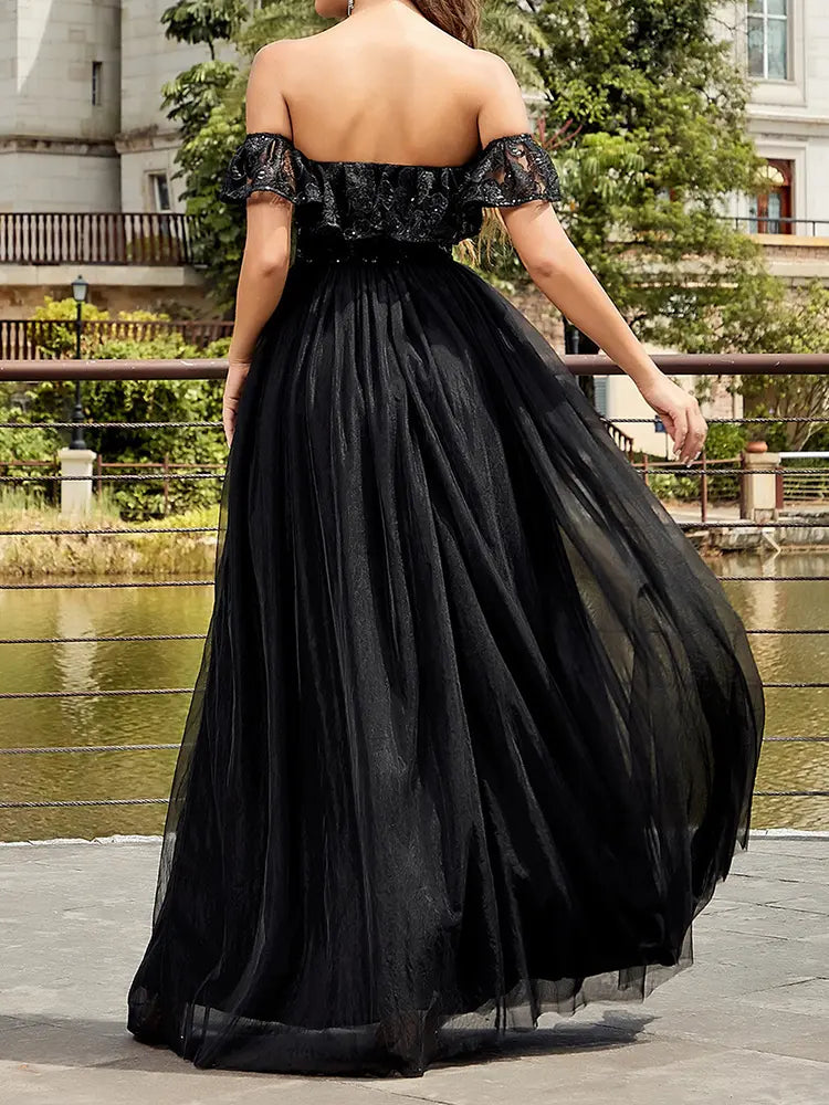 Sexy trägerloses Pailletten-Mesh-Kleid