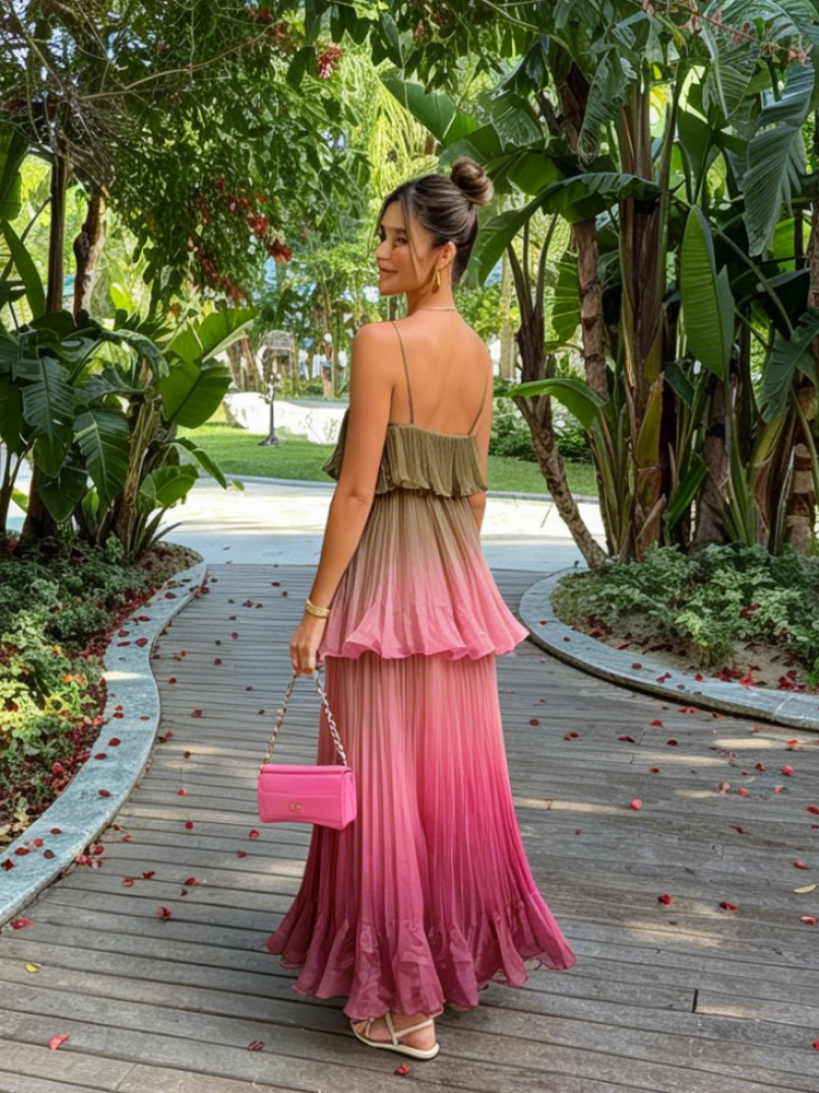 Ombre Tiered Ruffle Maxi Dress