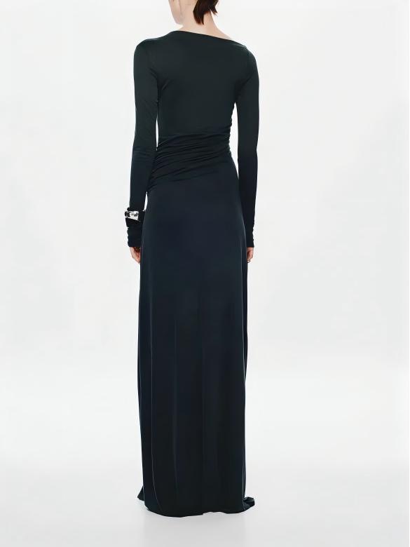 Gletscher Asymmetrische Falten Maxi-Kleid