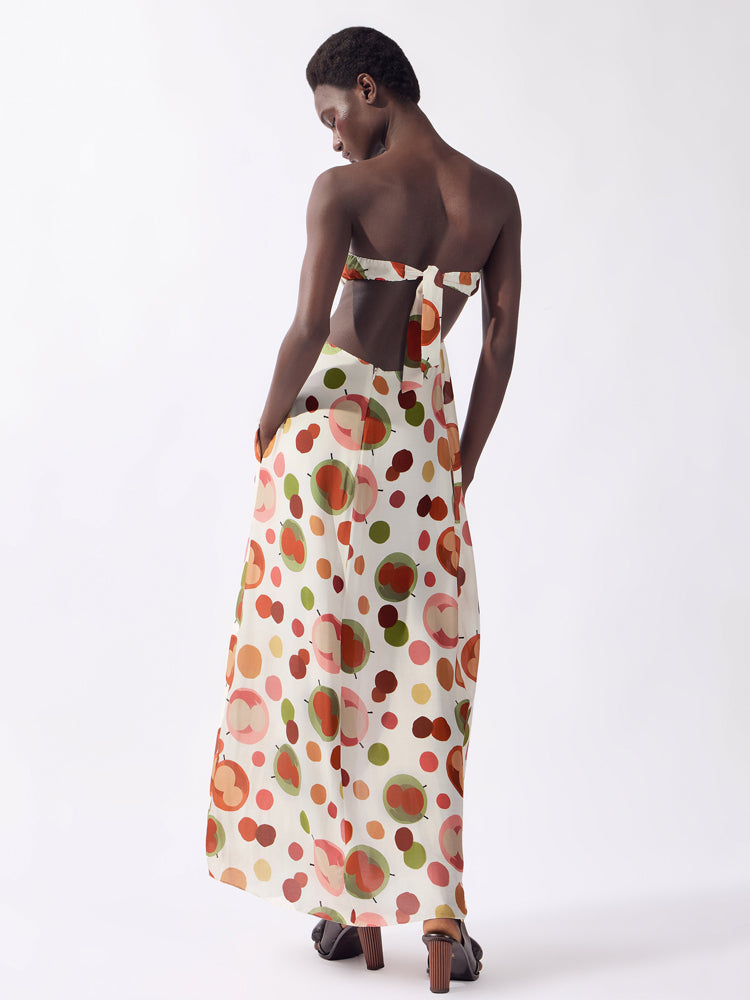Trägerloses langes Kleid mit Schlitz Lina Pois