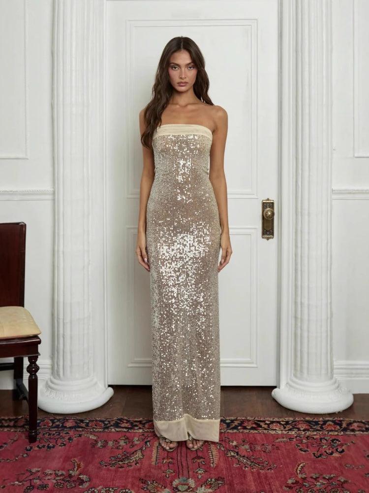 Pailletten-Meerjungfrauenkleid mit offenem Rücken