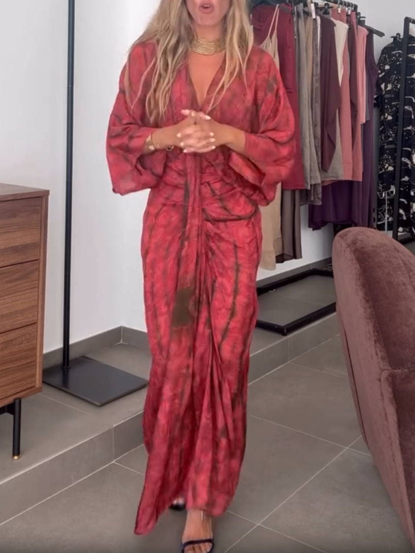 Bedrucktes Kleid im Kimono-Stil
