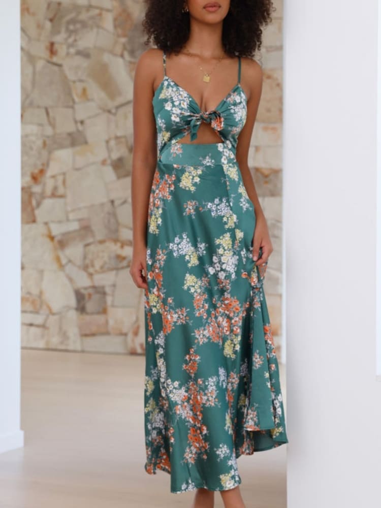 Dreamers Midikleid – Grün geblümt