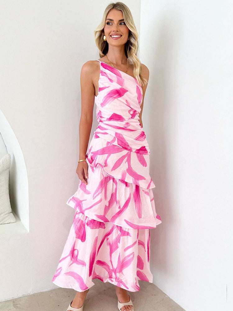 Einachseliges Neckholder-Kleid mit Blumenmuster