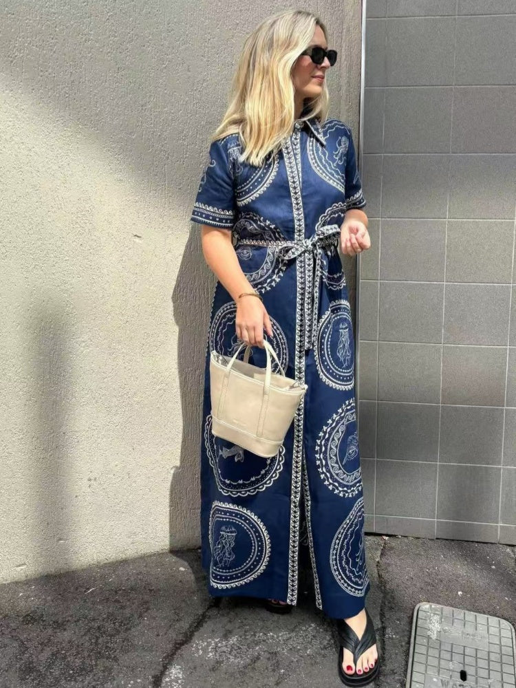 Leinenkleid mit Quallendruck