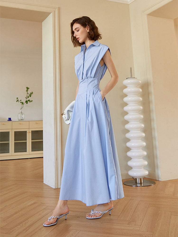 Maßgeschneidertes Hemd-Midikleid mit Gürtel