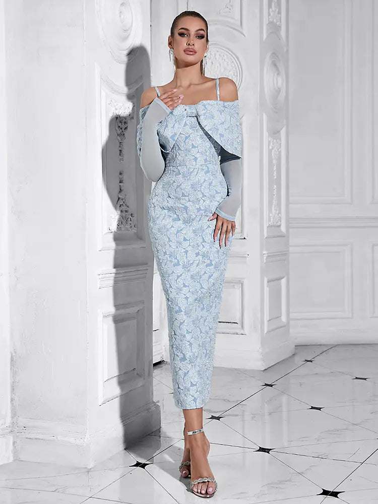 Elegantes einseitiges Blumenkleid aus Mesh
