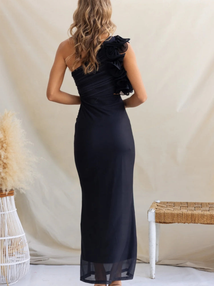 Mode-Print One-Shoulder Maxikleid