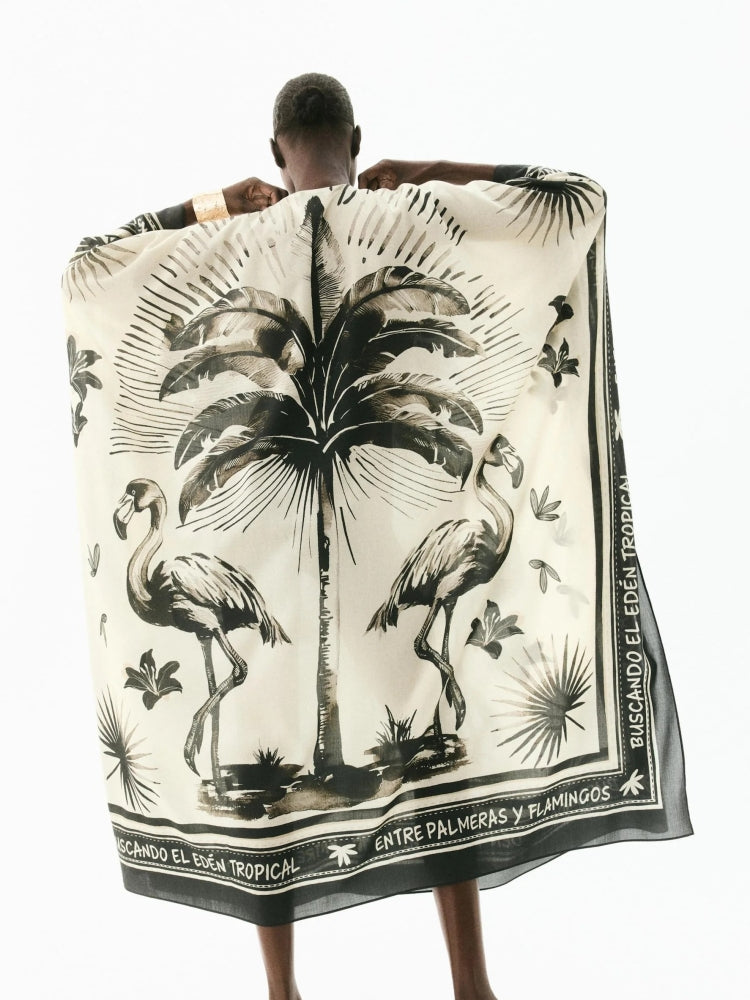 Oversized Flamingo Kaftan Maxikleid