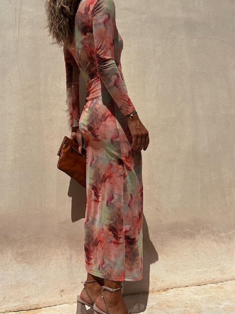 Durchsichtiges Print-Bodycon-Kleid