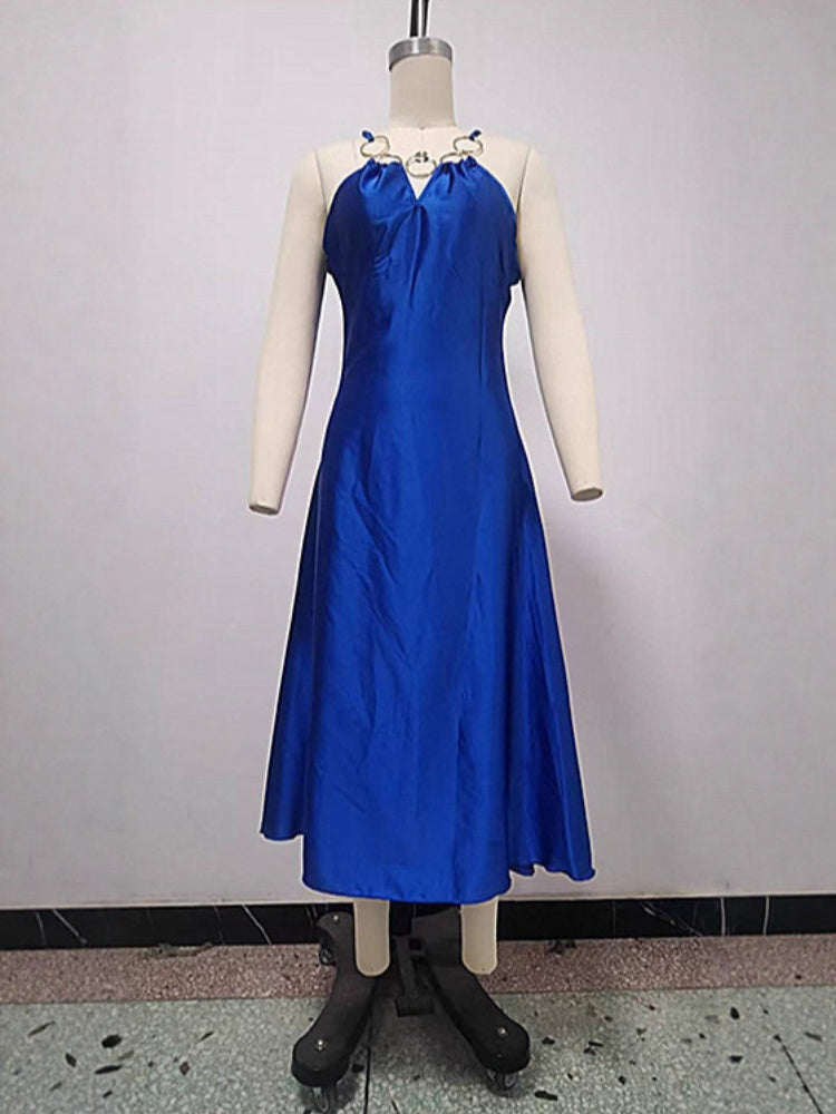 Ärmelloses, figurbetontes V-Ausschnitt Midi-Kleid