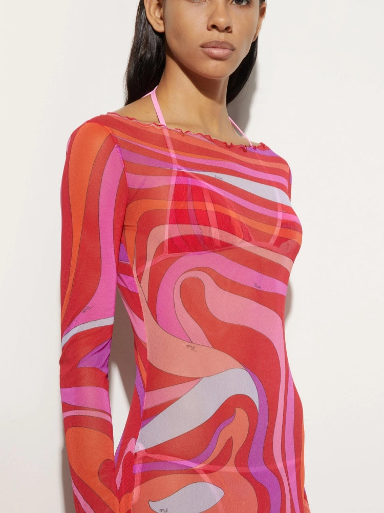Marm Chiffon Maxikleid