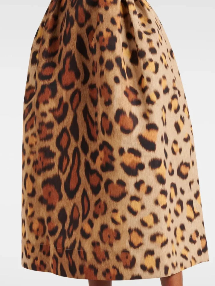 Animal-Print Bustier-Midikleid