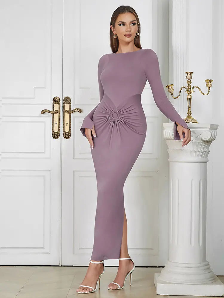 Sexy schickes Rüschenkleid mit Rundhalsausschnitt
