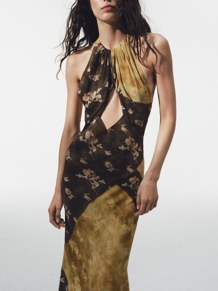 Bedrucktes Neckholder-Kleid